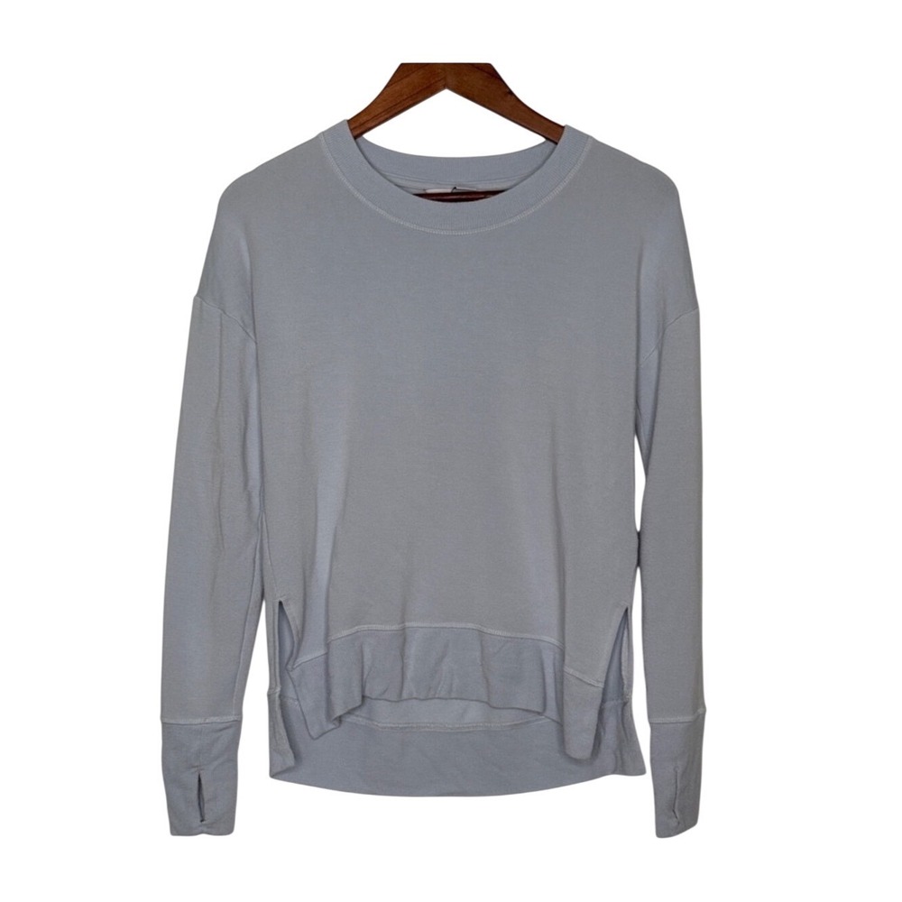 Athleta Coaster Luxe Sweatshirt XXS Blue Modal Thumbhole Pullover 870422